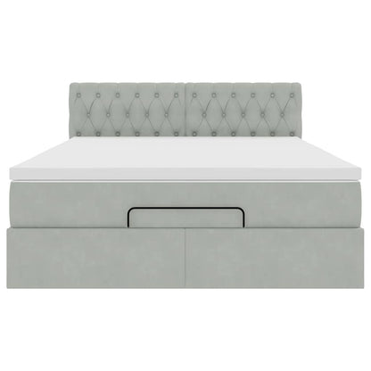 Ottoman bed met matras 140x200cm fluweel lichtgrijs