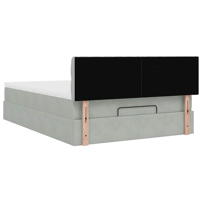 Ottoman bed met matras 140x200cm fluweel lichtgrijs