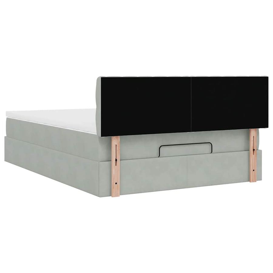 Ottoman bed met matras 140x200cm fluweel lichtgrijs