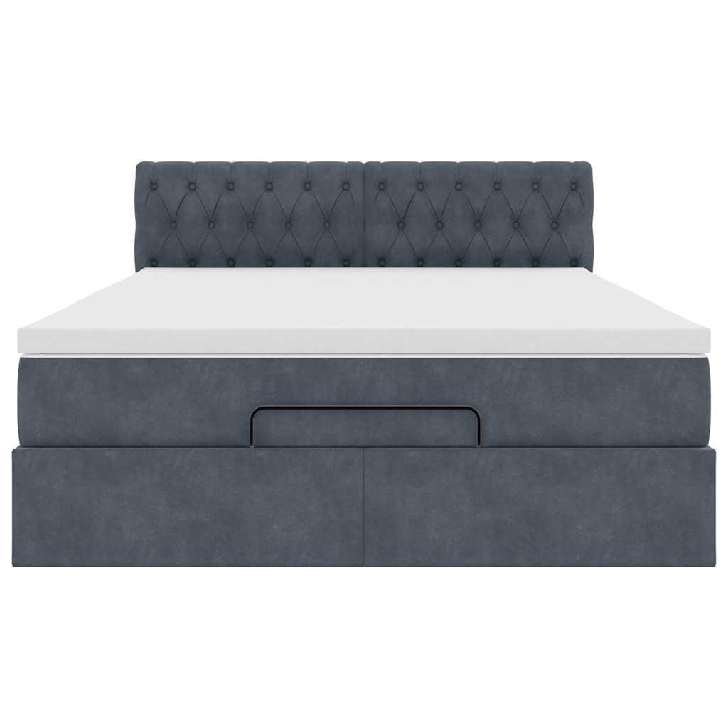 Ottoman bed met matras 140x200cm fluweel donkergrijs