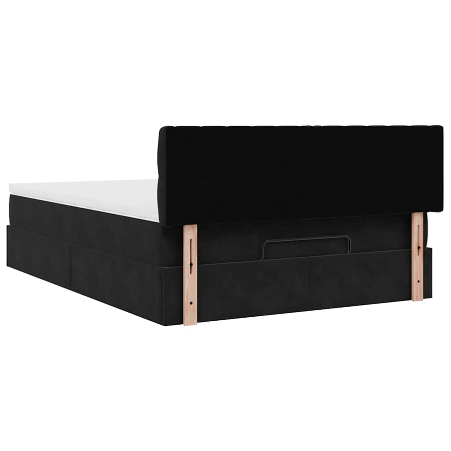 Ottoman Bed Met Matras 140X200Cm Fluweel 140 x 200 cm Zwart