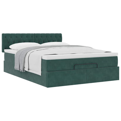 Ottoman bed met matras 140x200cm fluweel donkergroen