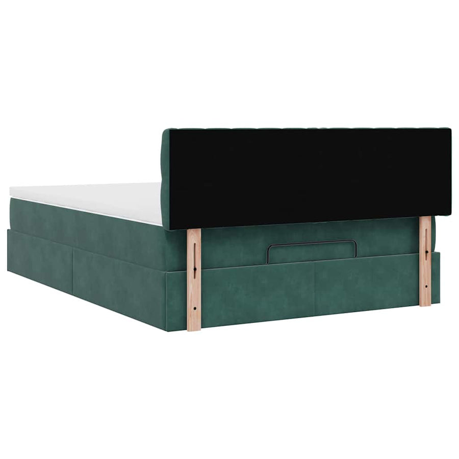Ottoman bed met matras 140x200cm fluweel donkergroen