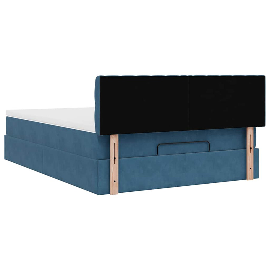 Ottoman bed met matras 140x200cm fluweel donkerblauw