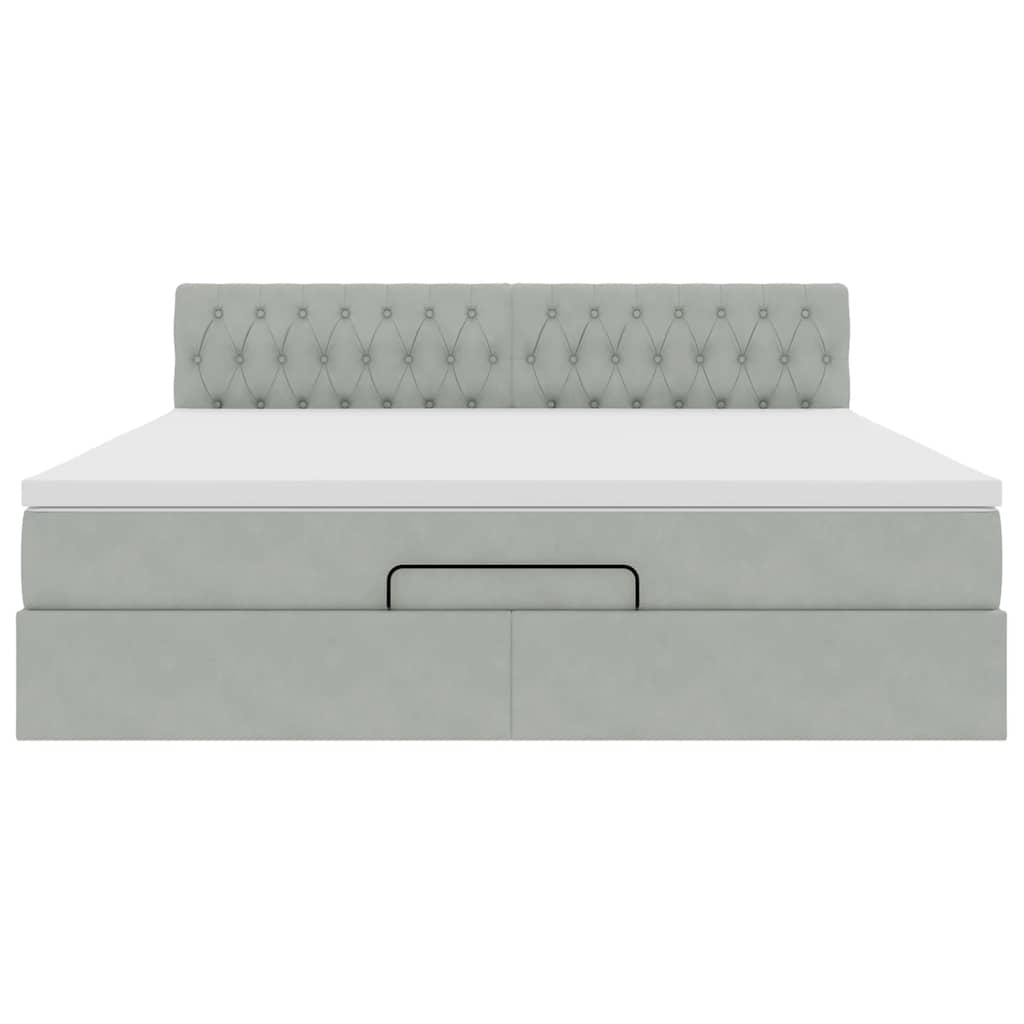 Ottoman bed met matras 160x200cm fluweel lichtgrijs