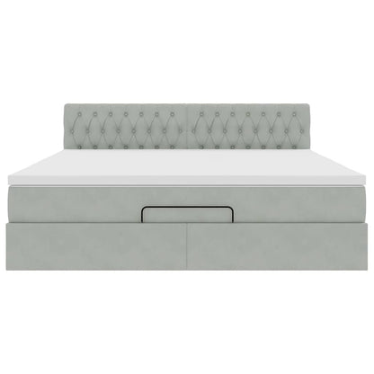 Ottoman bed met matras 160x200cm fluweel lichtgrijs
