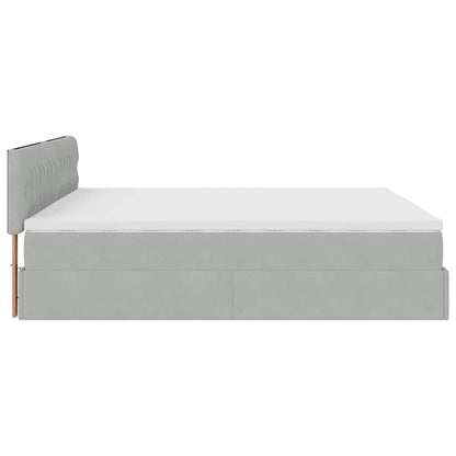 Ottoman bed met matras 160x200cm fluweel lichtgrijs