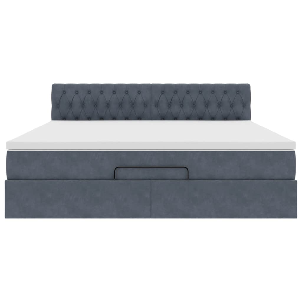 Ottoman Bed Met Matras 160X200Cm Fluweel 160 x 200 cm Donkergrijs