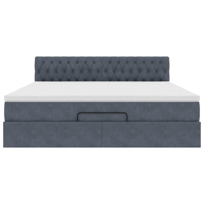Ottoman Bed Met Matras 160X200Cm Fluweel 160 x 200 cm Donkergrijs