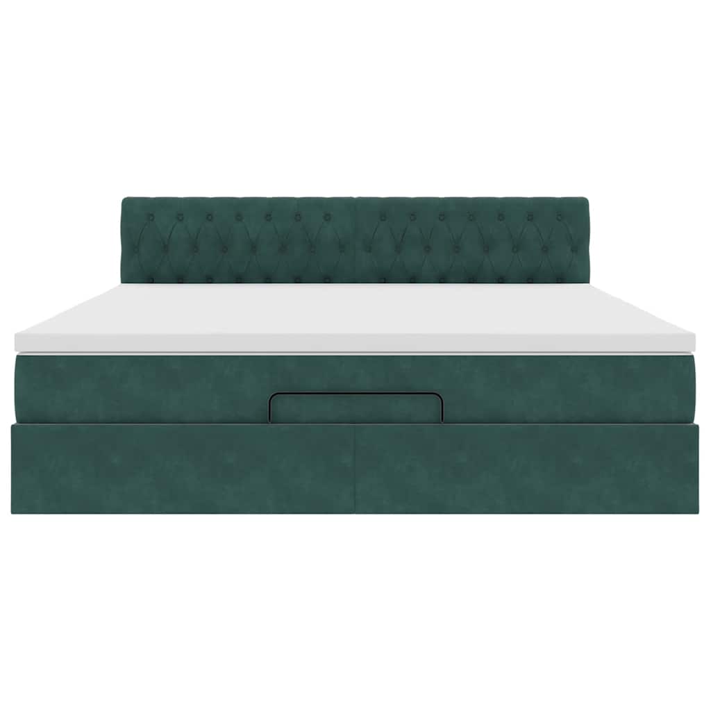 Ottoman bed met matras 160x200cm fluweel donkergroen