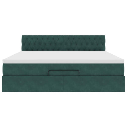 Ottoman bed met matras 160x200cm fluweel donkergroen