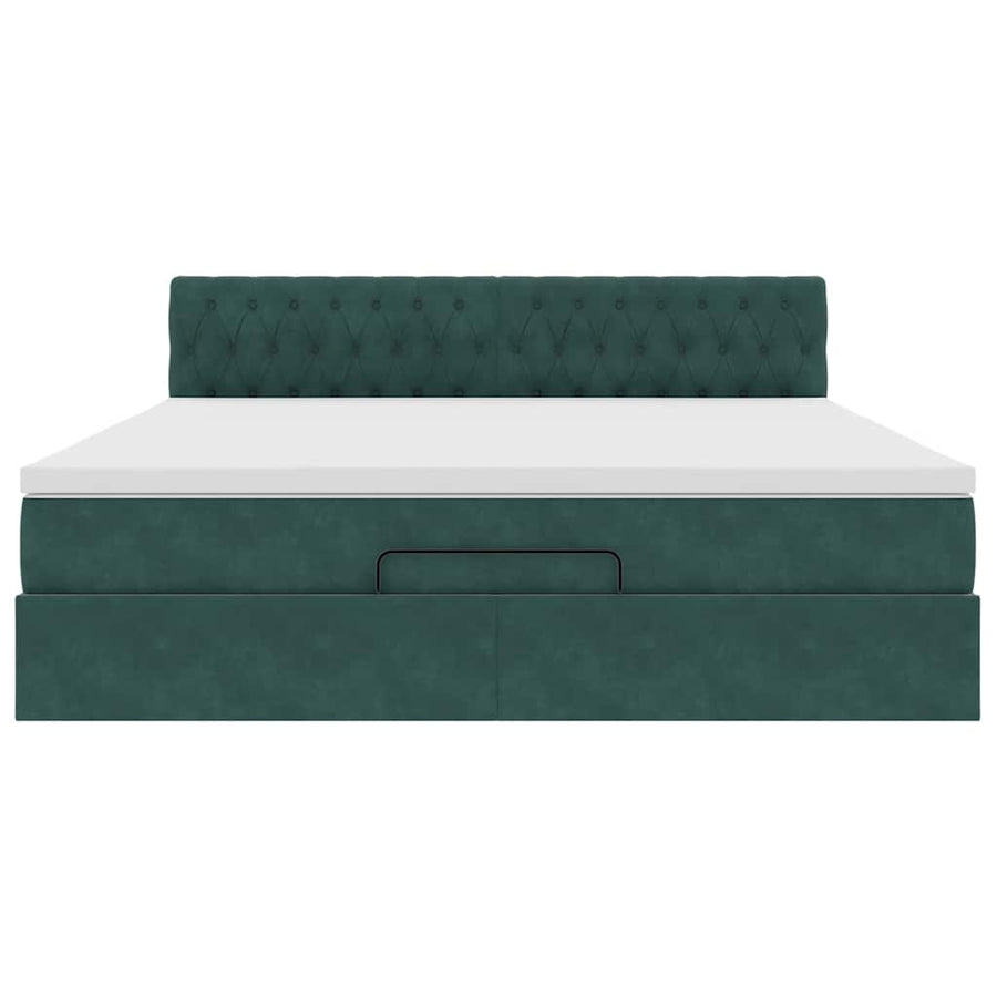 Ottoman bed met matras 160x200cm fluweel donkergroen