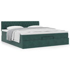 Ottoman bed with mattress 160x200cm velvet dark green