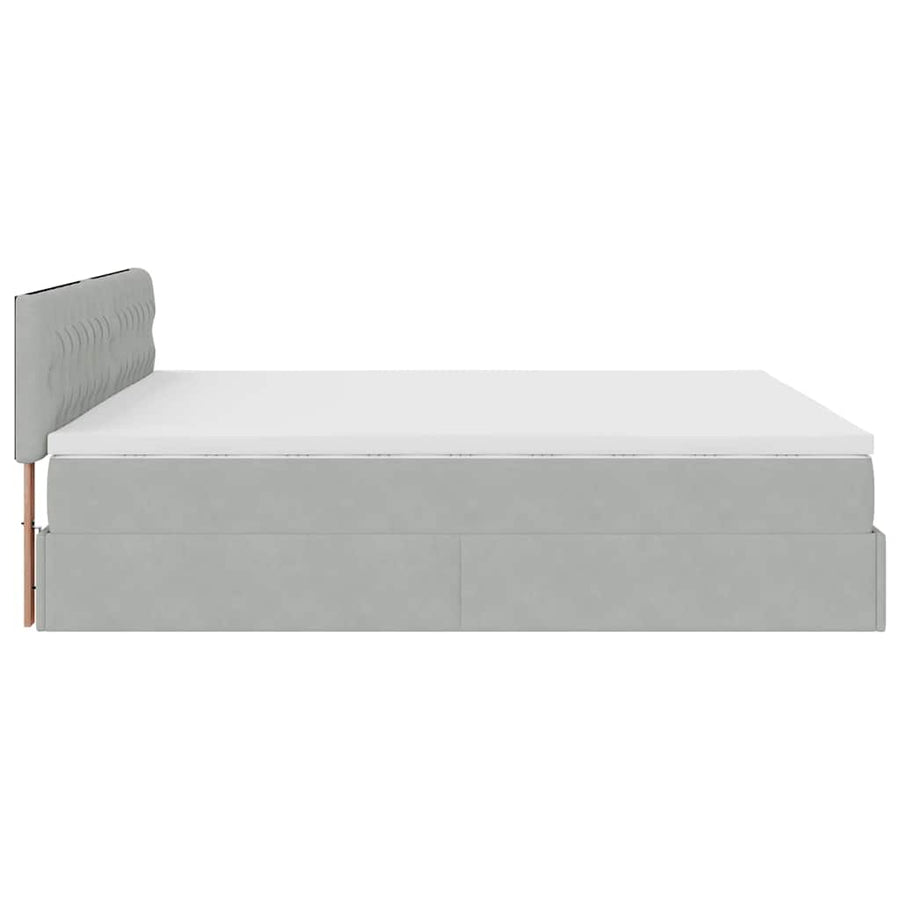 Ottoman bed met matras 180x200cm fluweel lichtgrijs