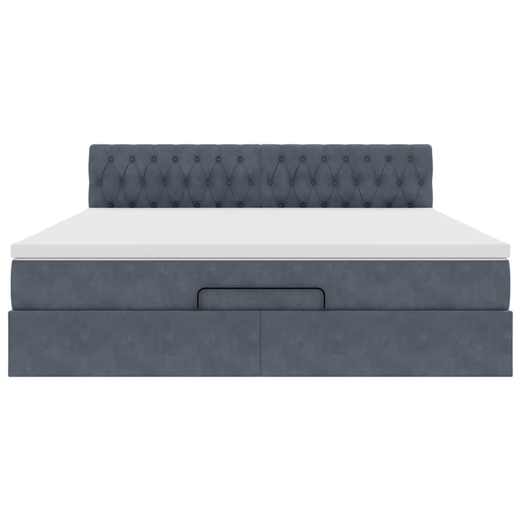 Ottoman bed met matras 180x200cm fluweel donkergrijs