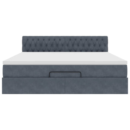 Ottoman bed met matras 180x200cm fluweel donkergrijs