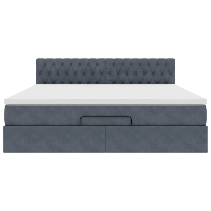 Ottoman bed met matras 180x200cm fluweel donkergrijs