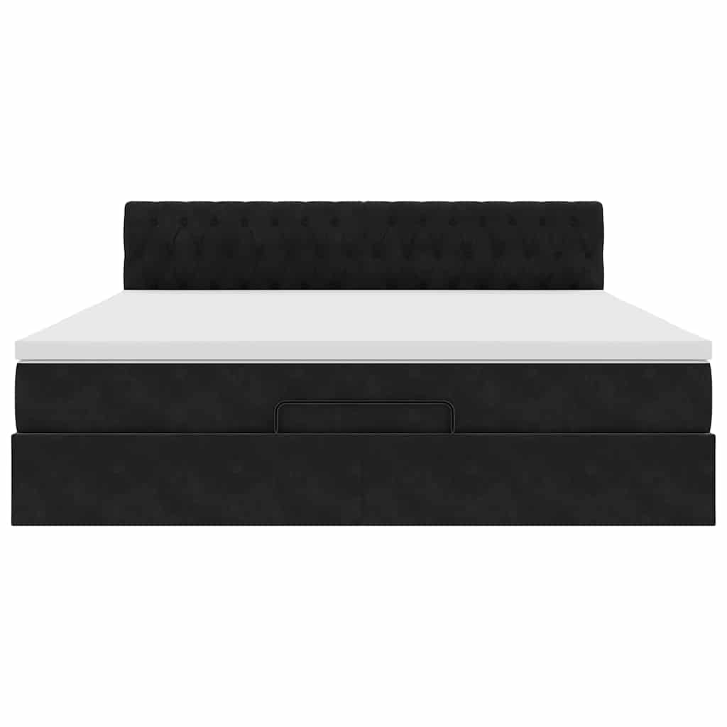Ottoman bed met matras 180x200cm fluweel zwart