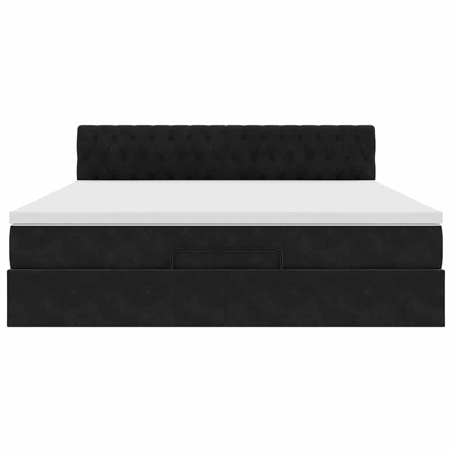 Ottoman bed met matras 180x200cm fluweel zwart