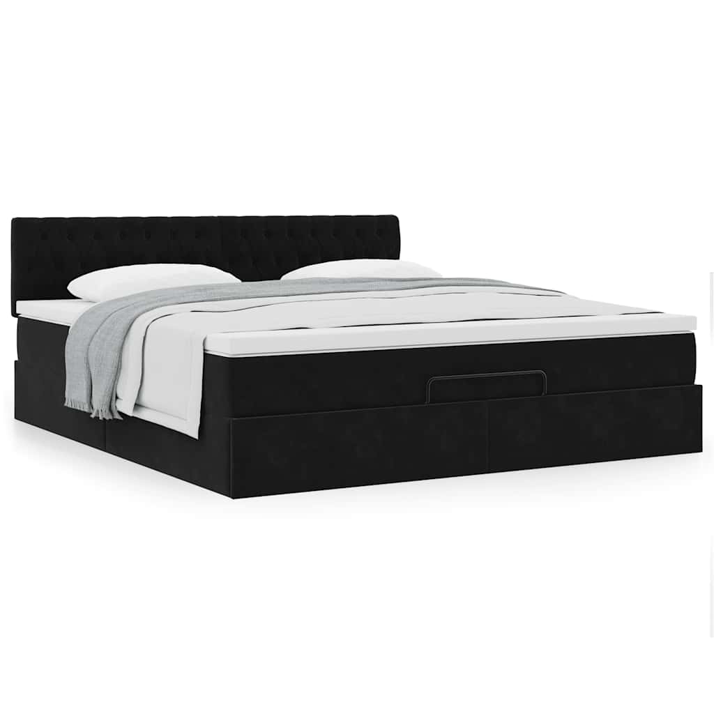 Ottoman bed met matras 180x200cm fluweel zwart