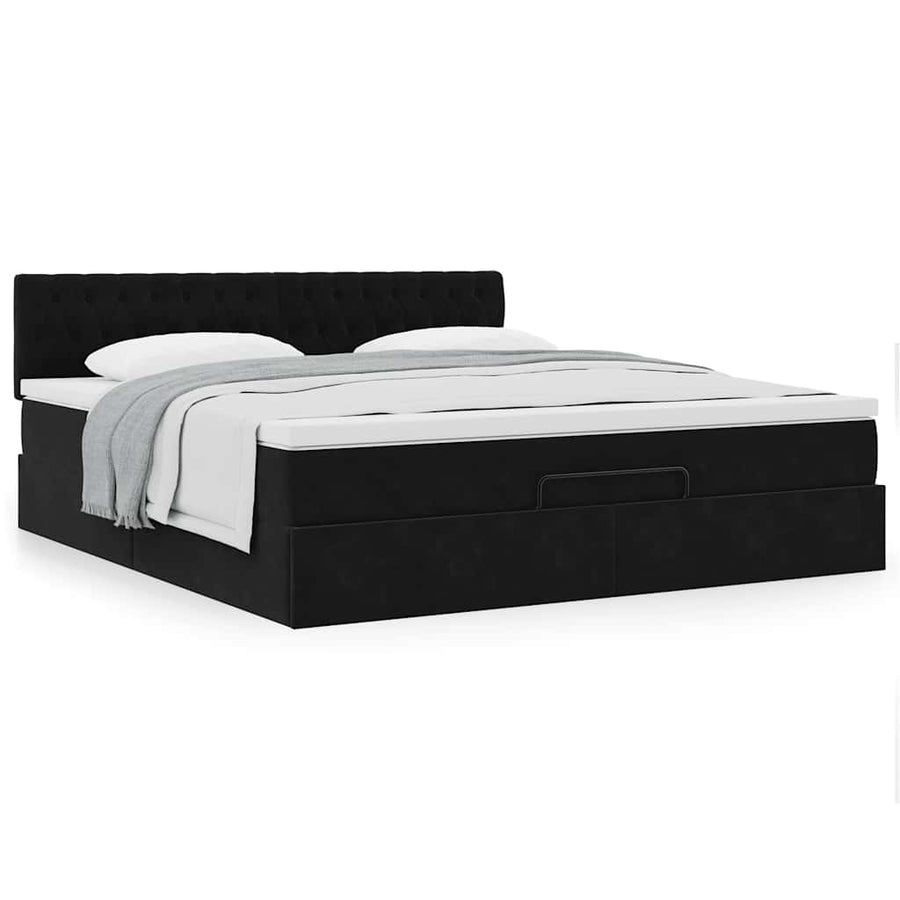 Ottoman bed met matras 180x200cm fluweel zwart