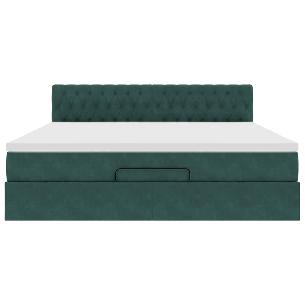Ottoman bed met matras 180x200 cm fluweel donkergroen