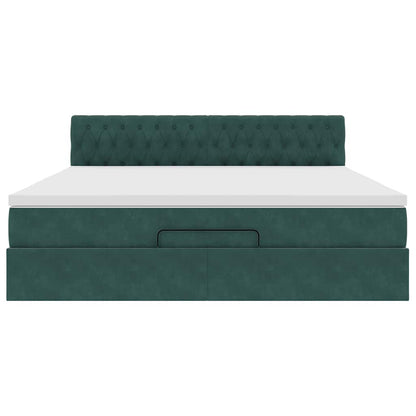 Ottoman bed met matras 180x200 cm fluweel donkergroen