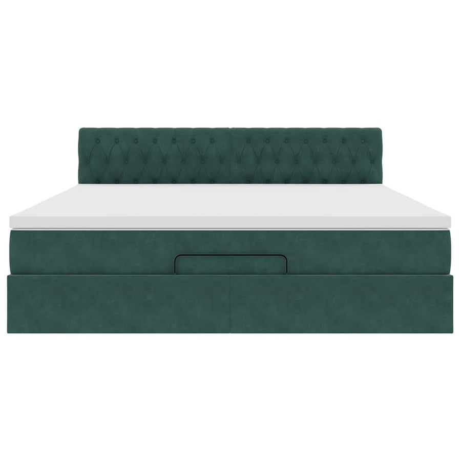 Ottoman bed met matras 180x200 cm fluweel donkergroen