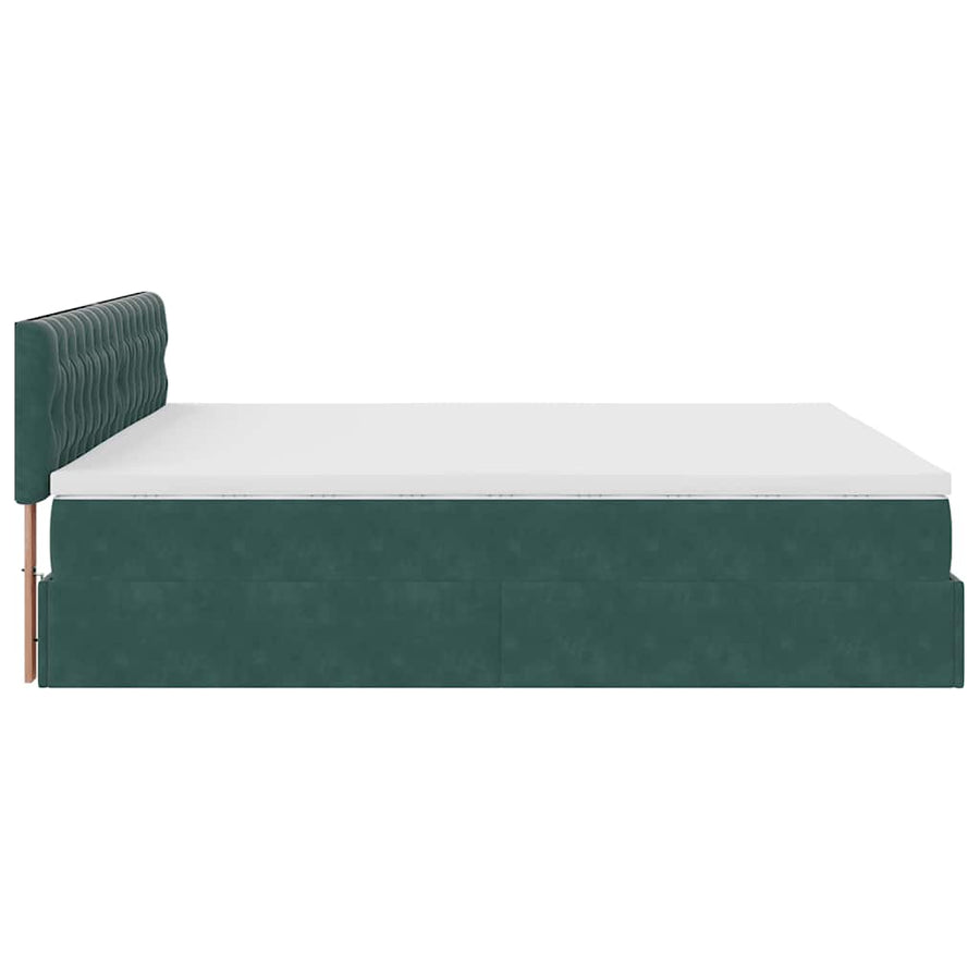 Ottoman bed met matras 180x200 cm fluweel donkergroen