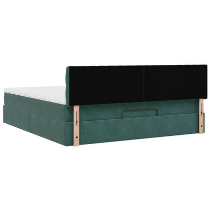 Ottoman bed met matras 180x200 cm fluweel donkergroen