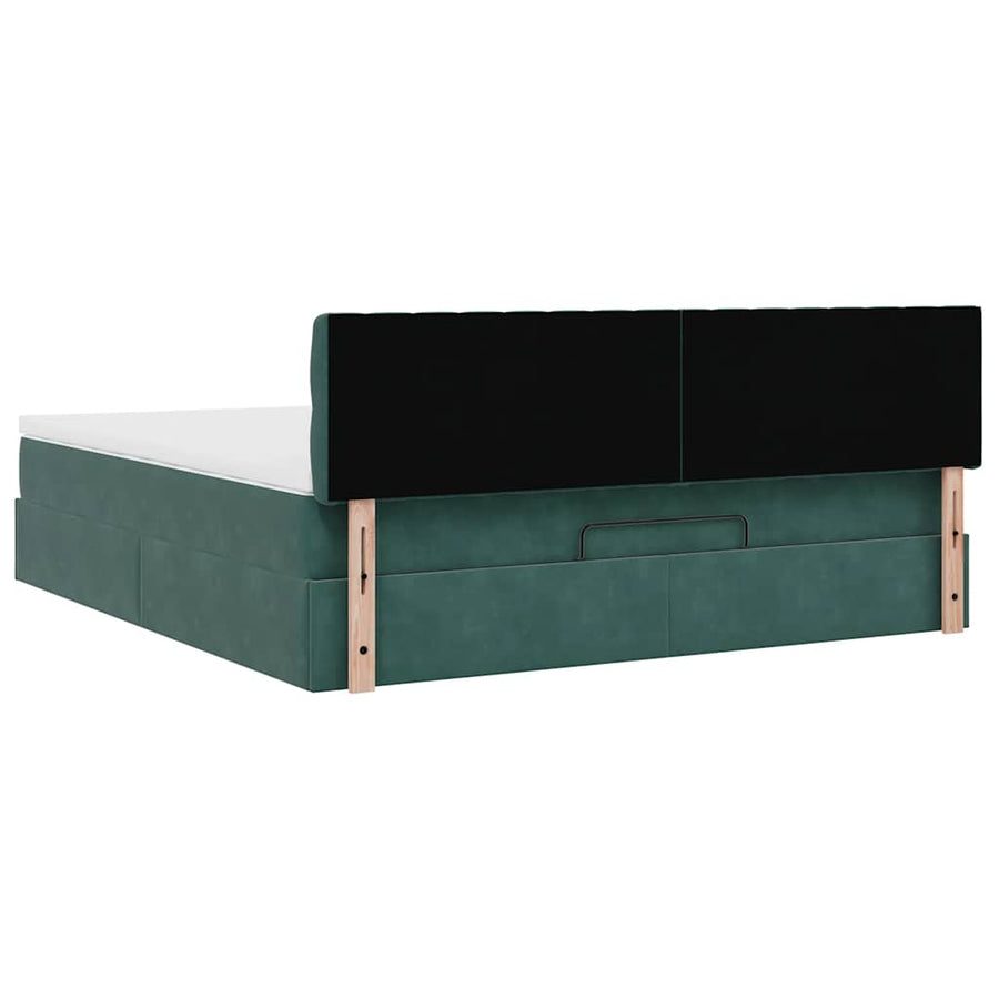 Ottoman bed met matras 180x200 cm fluweel donkergroen