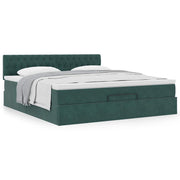 Ottoman bed met matras 180x200 cm fluweel donkergroen