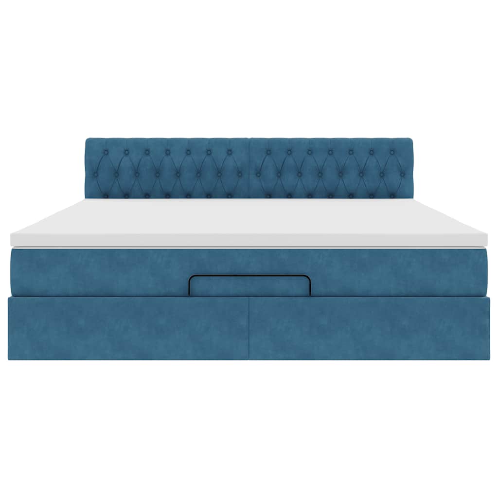 Ottoman bed met matras 180x200 cm fluweel donkerblauw