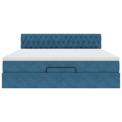 Ottoman bed met matras 180x200 cm fluweel donkerblauw