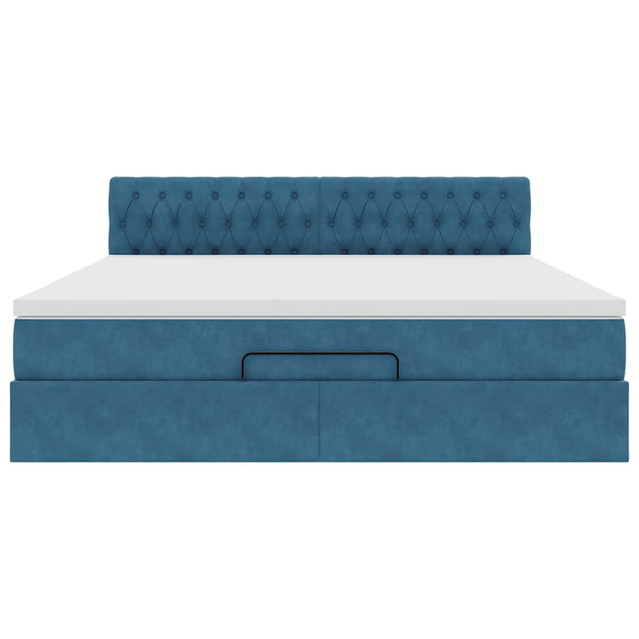 Ottoman bed met matras 180x200 cm fluweel donkerblauw