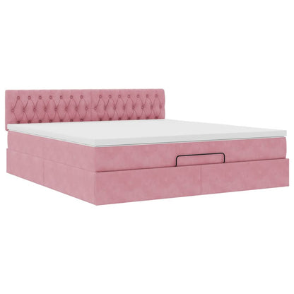 Ottoman bed met matras 180x200 cm fluweel roze