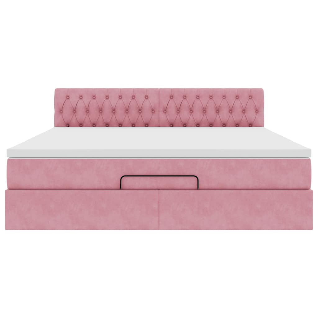 Ottoman bed met matras 180x200 cm fluweel roze