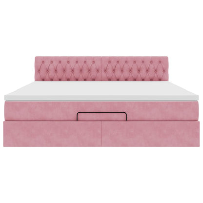 Ottoman bed met matras 180x200 cm fluweel roze