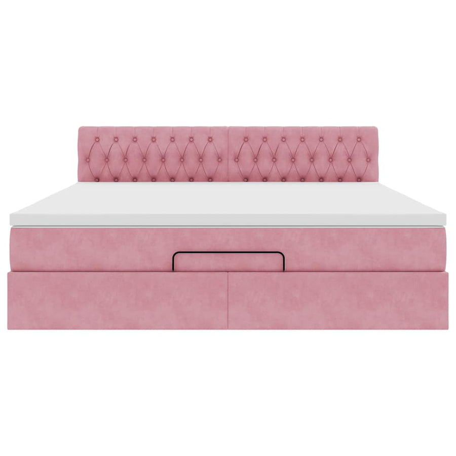 Ottoman bed met matras 180x200 cm fluweel roze