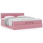 Ottoman bed with mattress 180x200 cm velvet pink