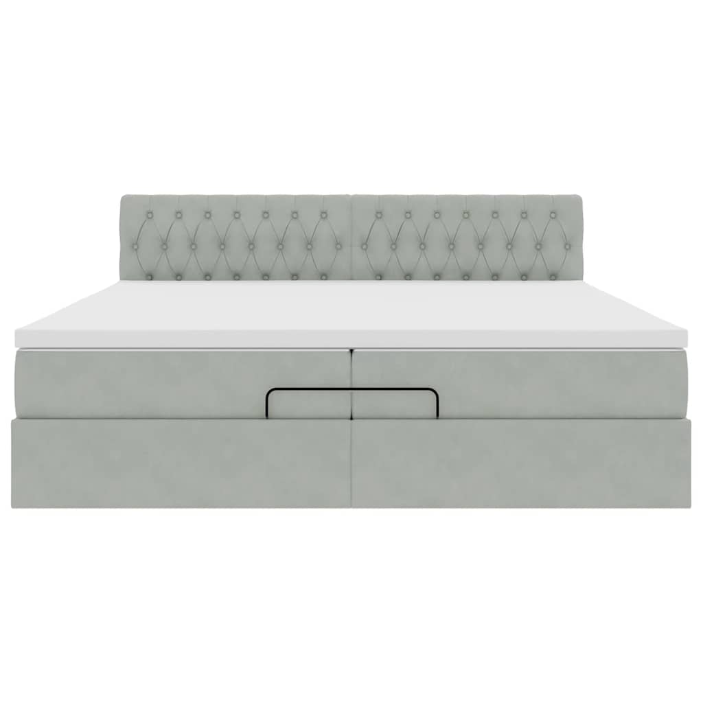 Ottoman bed met matras 200x200 cm fluweel lichtgrijs