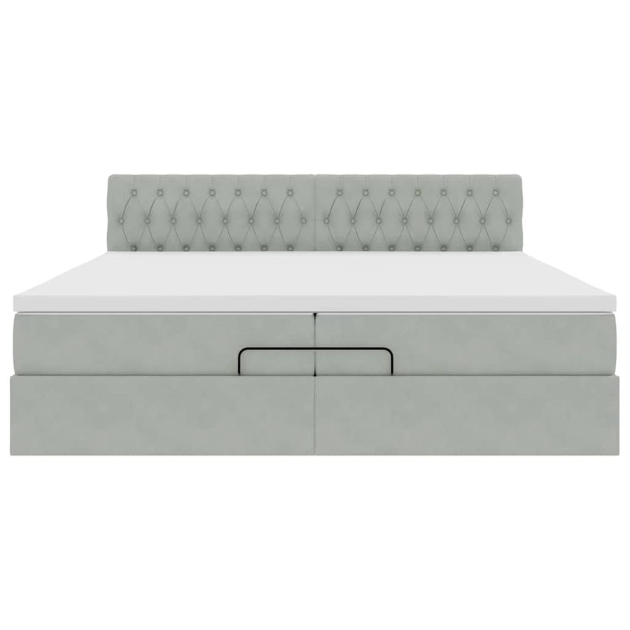 Ottoman bed met matras 200x200 cm fluweel lichtgrijs