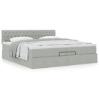 Ottoman bed with mattress 200x200 cm velvet light grey