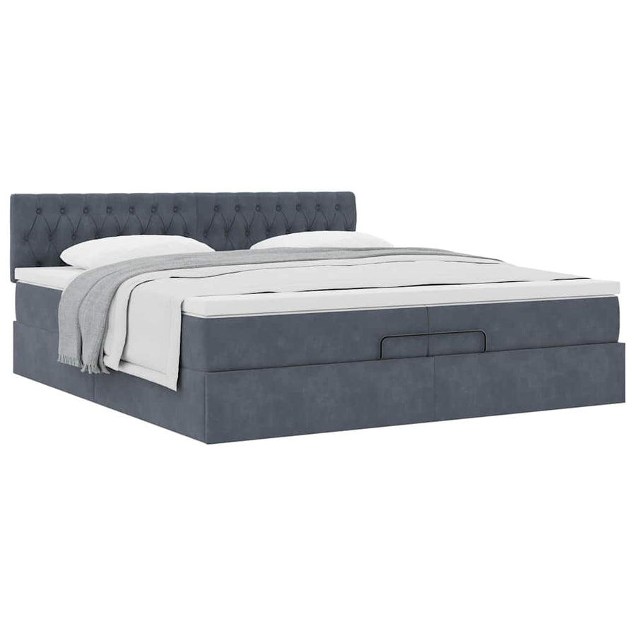 Ottoman bed met matras 200x200 cm fluweel donkergrijs