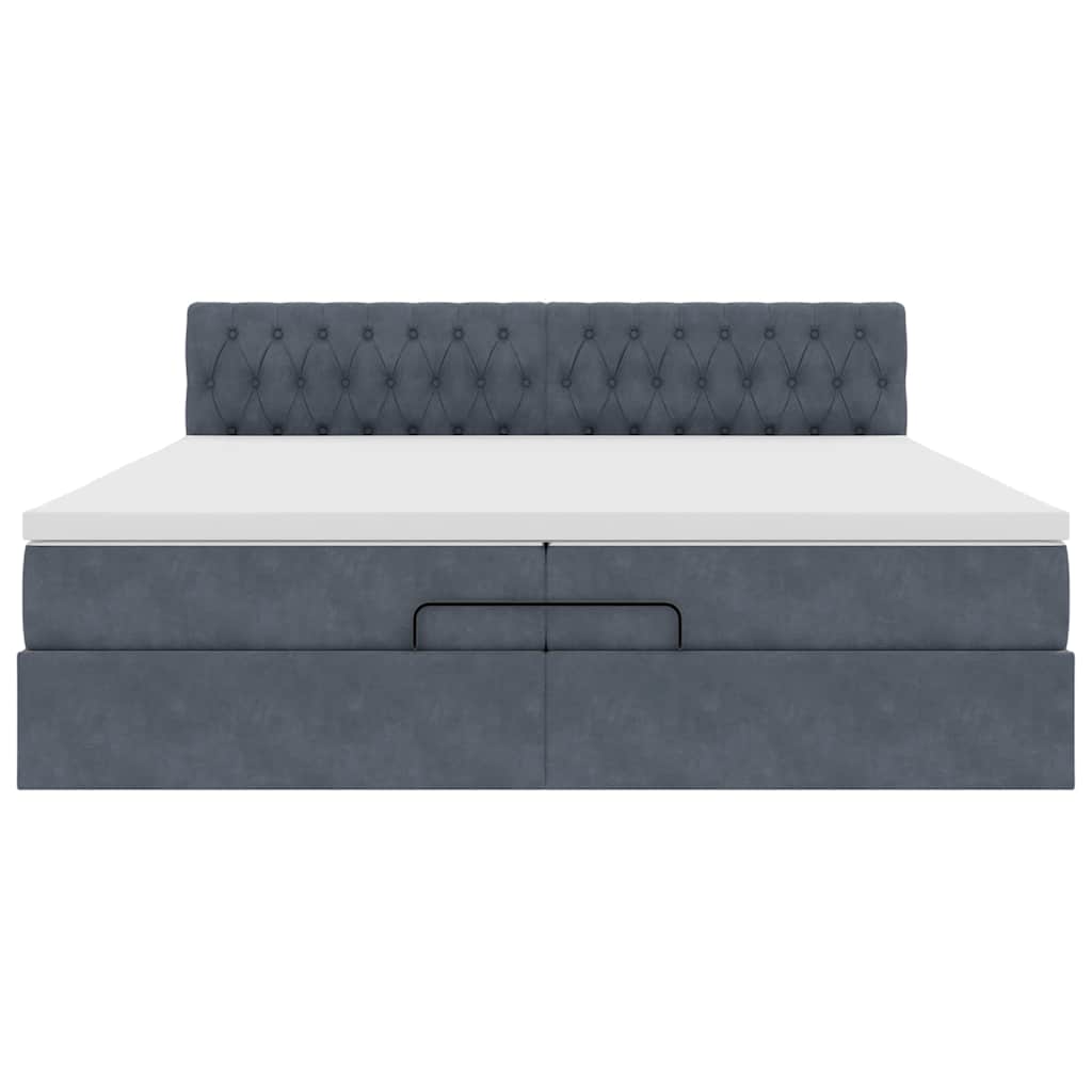 Ottoman bed met matras 200x200 cm fluweel donkergrijs