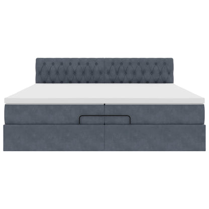 Ottoman bed met matras 200x200 cm fluweel donkergrijs