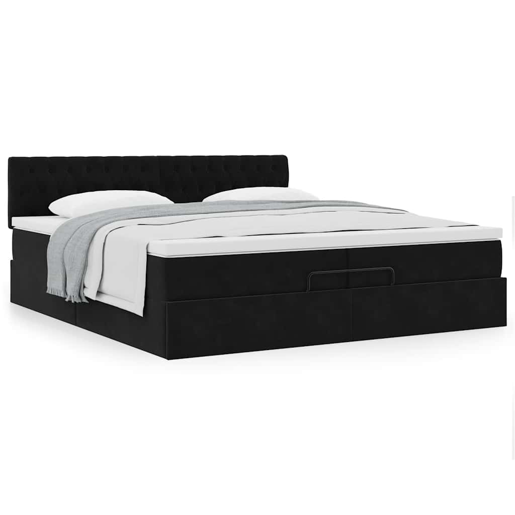 Ottoman bed met matras 200x200 cm fluweel zwart