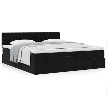 Ottoman bed met matras 200x200 cm fluweel zwart