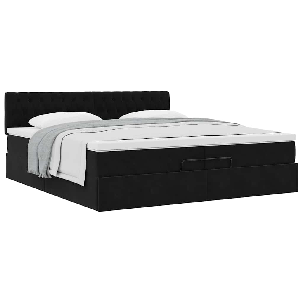Ottoman bed met matras 200x200 cm fluweel zwart