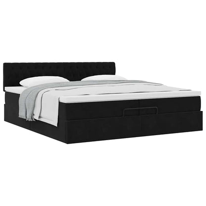 Ottoman bed met matras 200x200 cm fluweel zwart